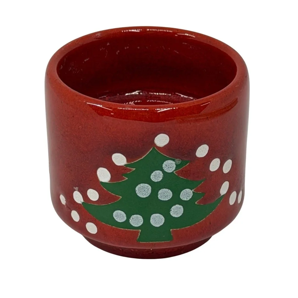 VTG Waechtersbach Christmas Tree Candle Holder Red Ceramic Spain Holiday Decor